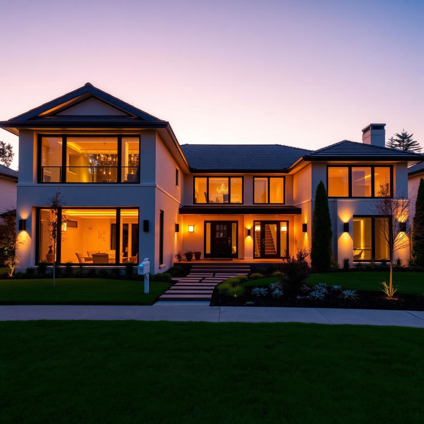Luxury California home at golden hour